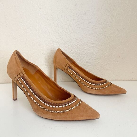 Ulla Johnson Blanca Whipstitch brown suede heels.  Lux boho 38/7.5 8  NEW - Picture 3 of 17